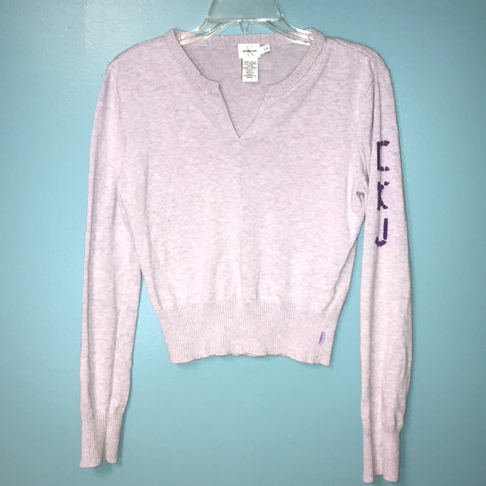 Calvin Klein Lavender Scoop V Neck Long Sleeve (L)